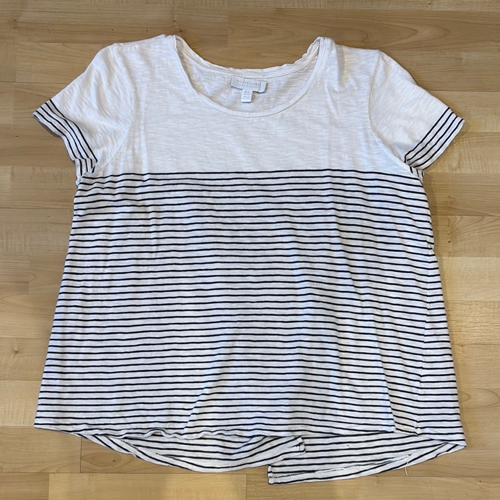 The White Company Boxy Short Sleeve T-Shirt in White and Blue